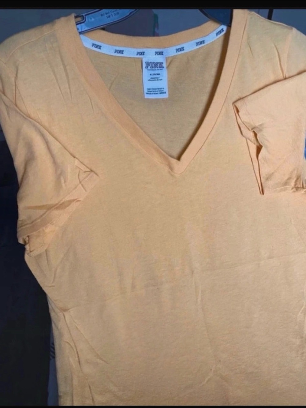PINK Victoria's Secret V-Neck Short Sleeve Tee in Peach